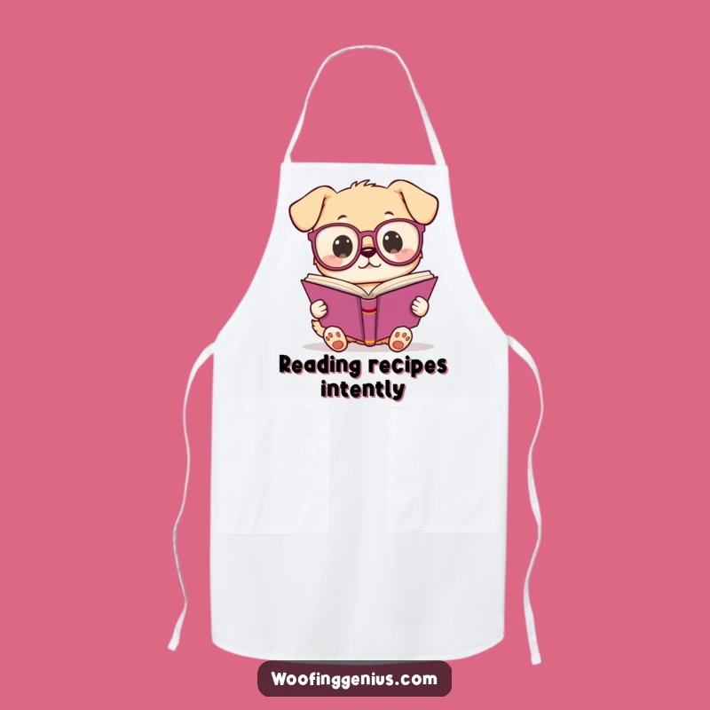 Funny Kawaii Dog Apron: Chef pup's intellectual kitchen wear, a hilarious and funny gift for cooks.