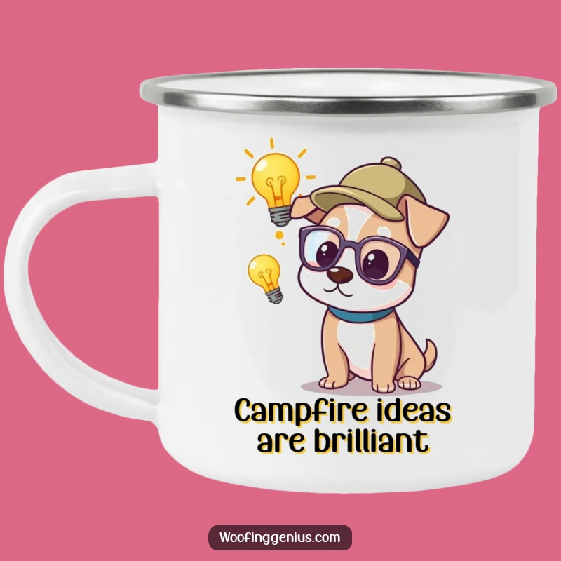Funny Genius Dog Camping Mug: Smart Pondering Pup, Hilarious Outdoor Gift
