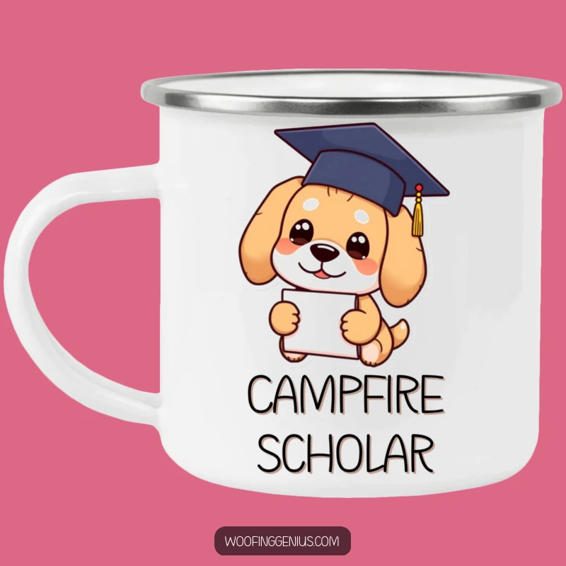 Funny Graduation Dog Camping Mug: Hilarious Smart Outdoor Brew Gift