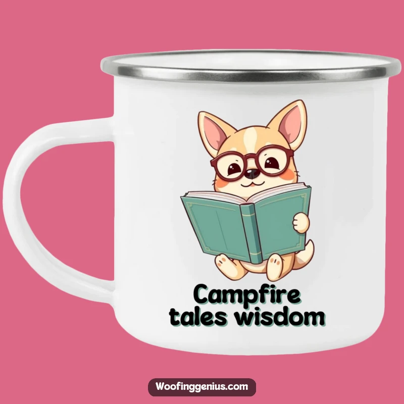 Funny Enlightened Dog Camping Mug: Wise Pup Drinkware, Literary Outdoor Gift