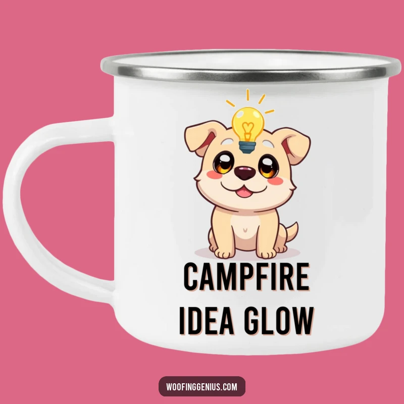 Funny Lightbulb Dog Camping Mug: Bright Sips Outdoors!