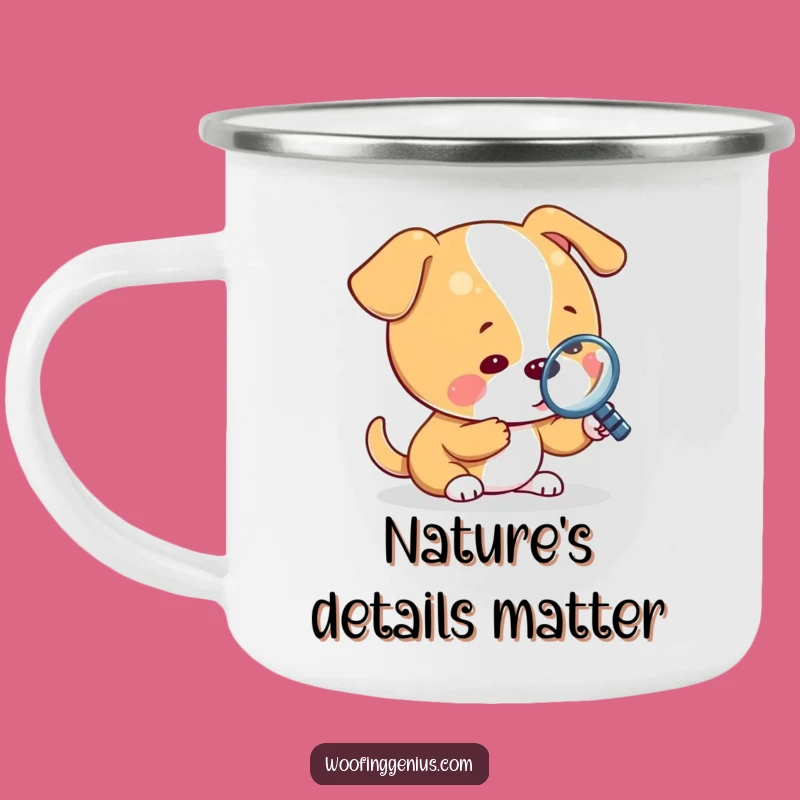 Funny Detective Dog Enamel Mug - Outdoor Clue Hunter Gift!