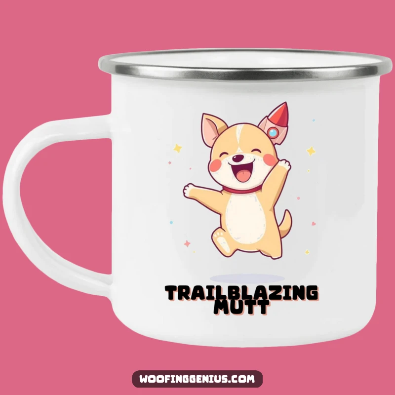 Funny Joyful Dog Rocket Camping Mug, Durable Canine Blast-Off Cup for Adventures