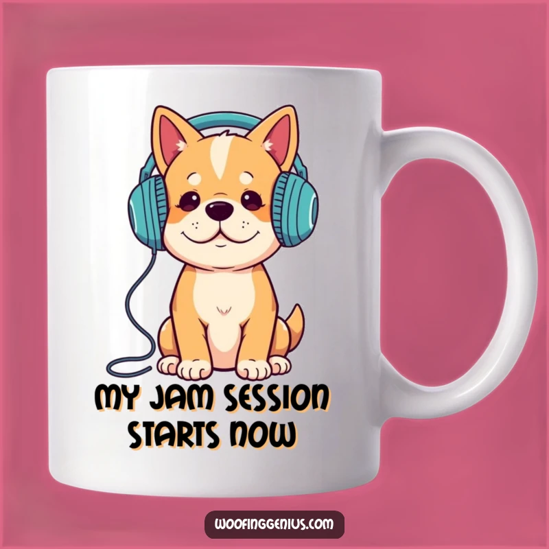 Funny Dog Music Lover Mug - A Cool Hound Jamming Out Loudly - Perfect Gift