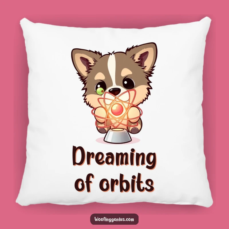 Funny Dog Pillow: Atom Curiosity Comfort, Comfy Cushion for Nerdy Moments