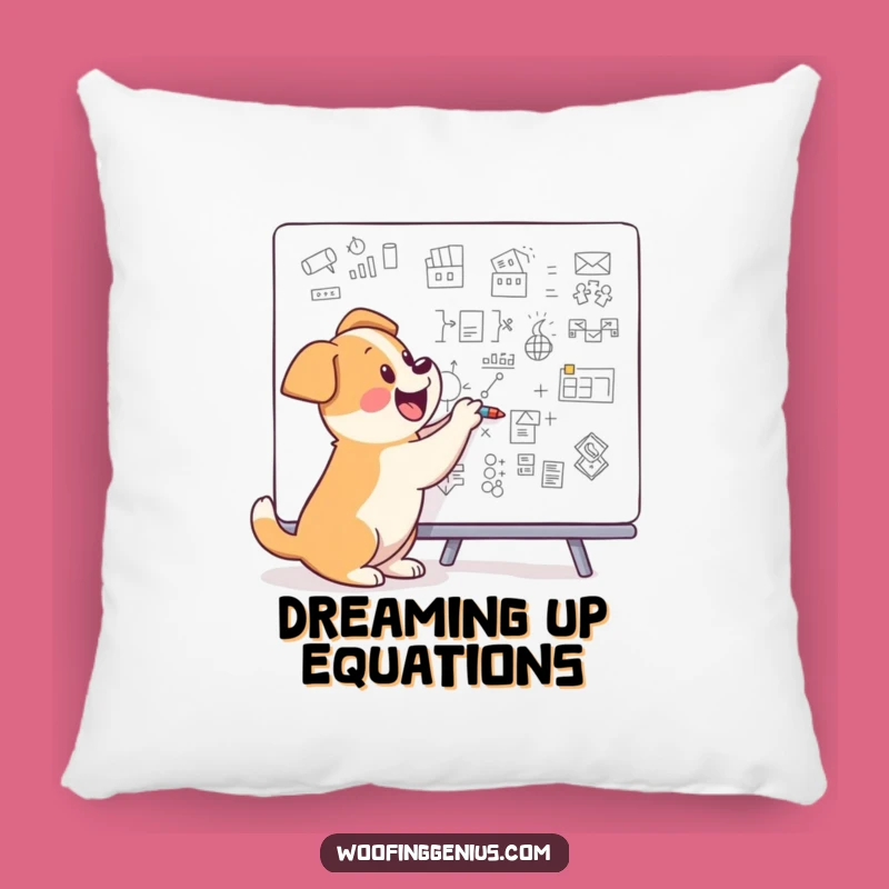Funny Dog Pillow - Brilliant Diagram Artist Pup - Cozy Intellectual Comfort Gift