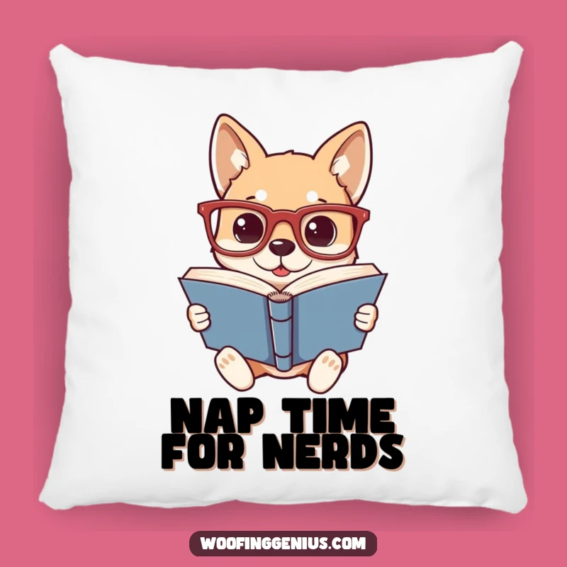 Funny Scholarly Dog Pillow - Oversized Glasses, Cozy Reading Decor Gift