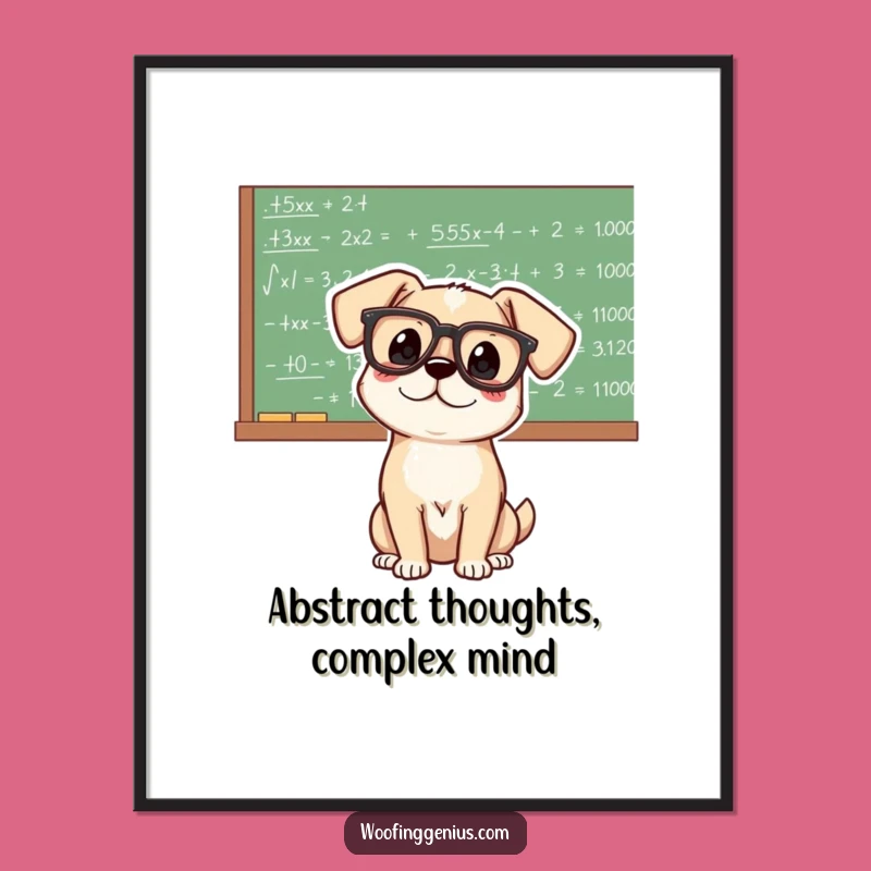 Funny Genius Dog Digital Art: Brilliant Scholar's Equation Instant Wall Gift