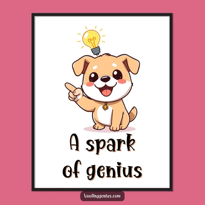 Funny Idea Dog Digital Art: Lightbulb Canine's Pointer Instant Wall Gift