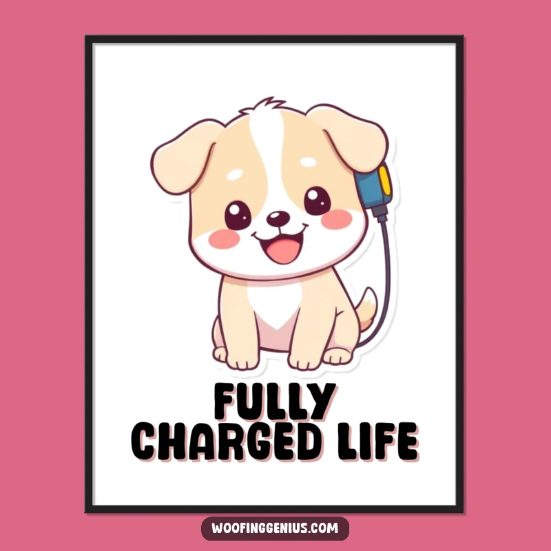 Funny Kawaii Dog Digital Print: Self-Charging Instant Art, Unique Funny Gift