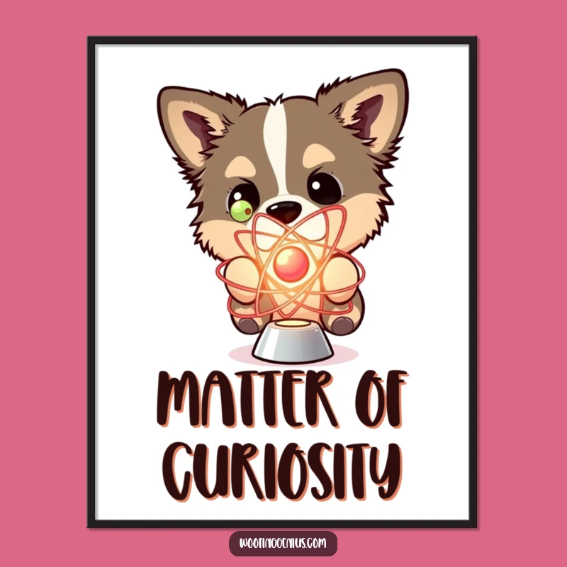 Funny Dog Digital Print: Atom Curiosity Art, Nerdy Decor Gift