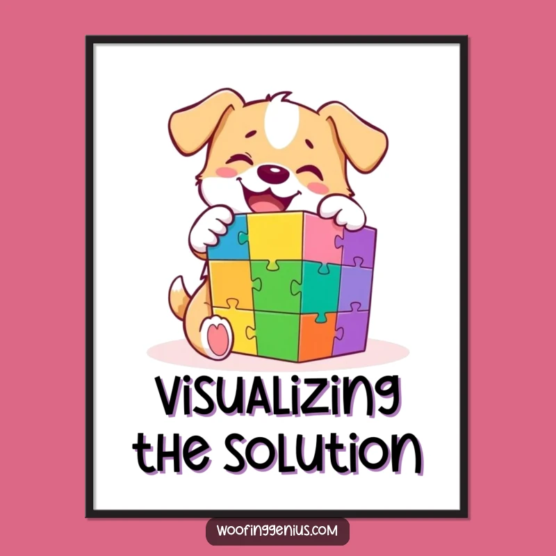 Funny Dog Digital Art: Celebrate Intelligence with This Puzzle Cube Masterpiece