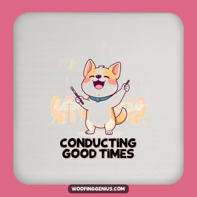 Funny Conductor Dog Coaster: Protect Surfaces with Musical Charm