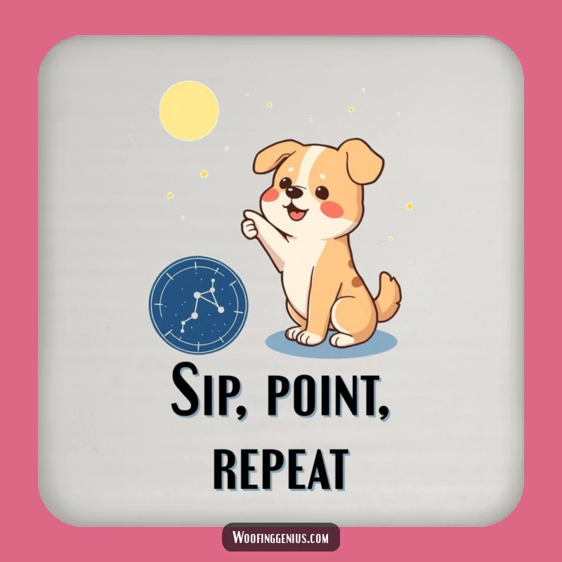 Funny Dog Coaster Set: Protect Your Table with This Celestial Pointer