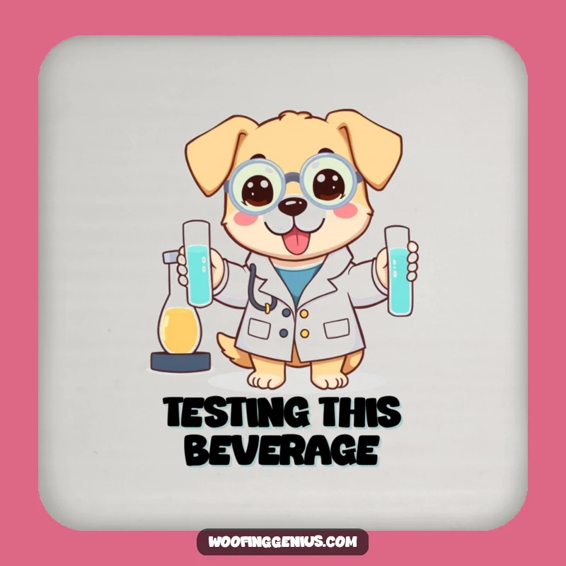 Funny Dog Scientist Coaster Set - Protect Surfaces with Canine Formulas, Fun Funny Gift