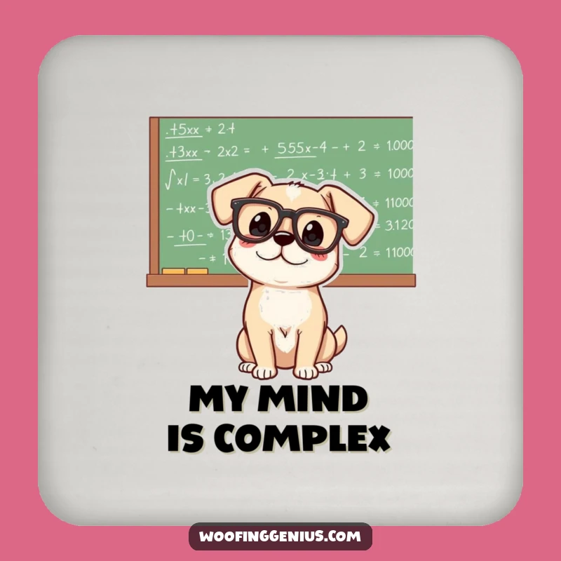 Funny Genius Dog Coaster Set: Smart Scholar's Equation Table Protector Gift