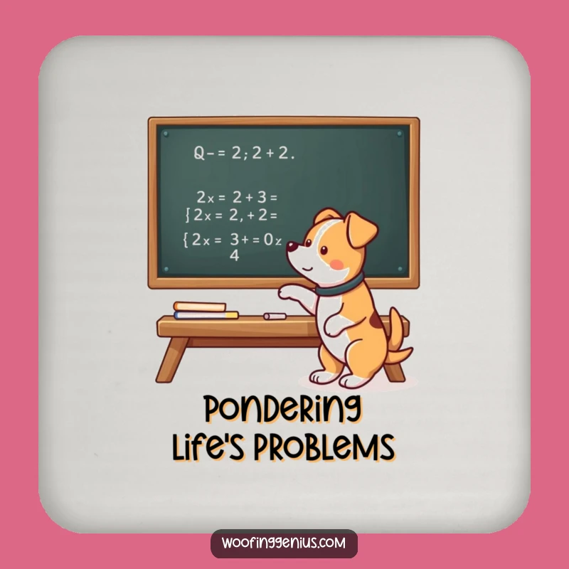 Keep your surfaces safe and stylish with this funny coaster featuring a math whiz dog. Protecting your furniture, one equation at a time.