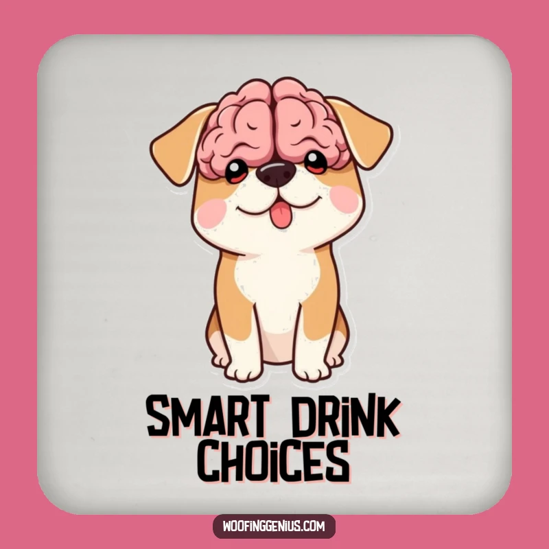 Funny Big Brain Dog Coaster Set: Protect Surfaces with Genius Humor, Ideal Funny Gift