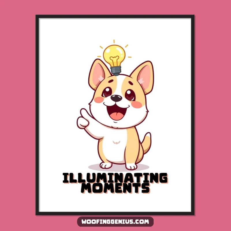 Funny Dog Idea Poster: Smart Pup Excitement Wall Art Gift