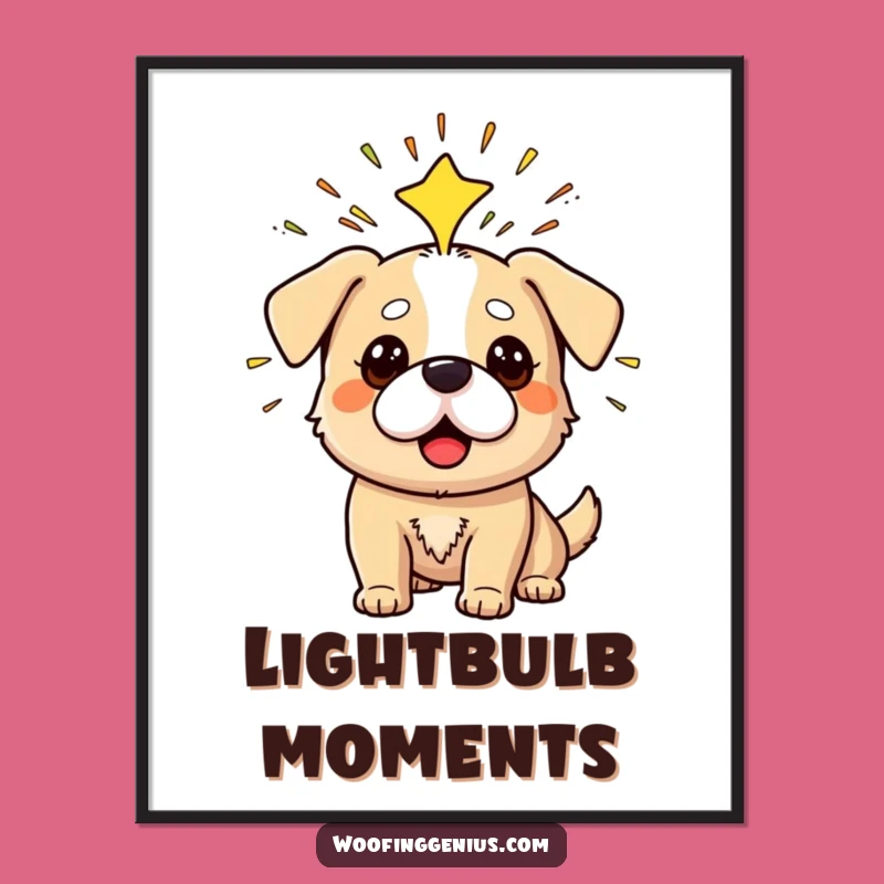 Funny Dog Poster: Eureka Moment Brilliance, Inspiring Wall Art Gift