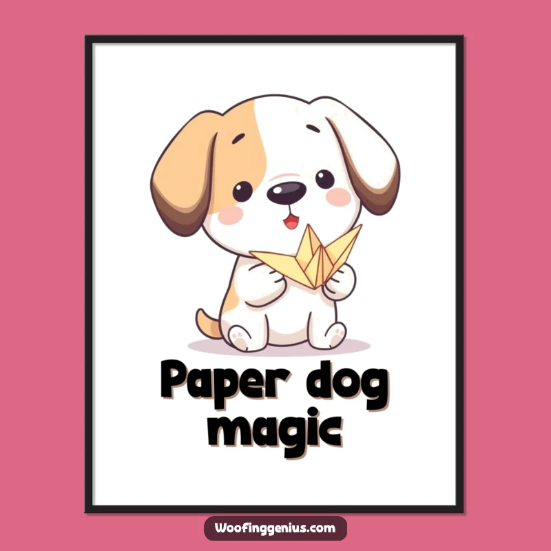 Funny Origami Dog Poster: Artistic Canine Crane Art for Your Walls