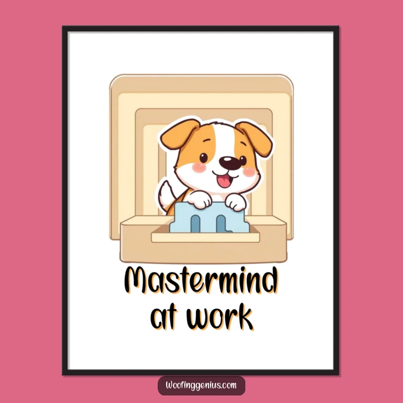 Funny Puzzle Master Dog Poster - Maze Solver, Clever Wall Art Gift