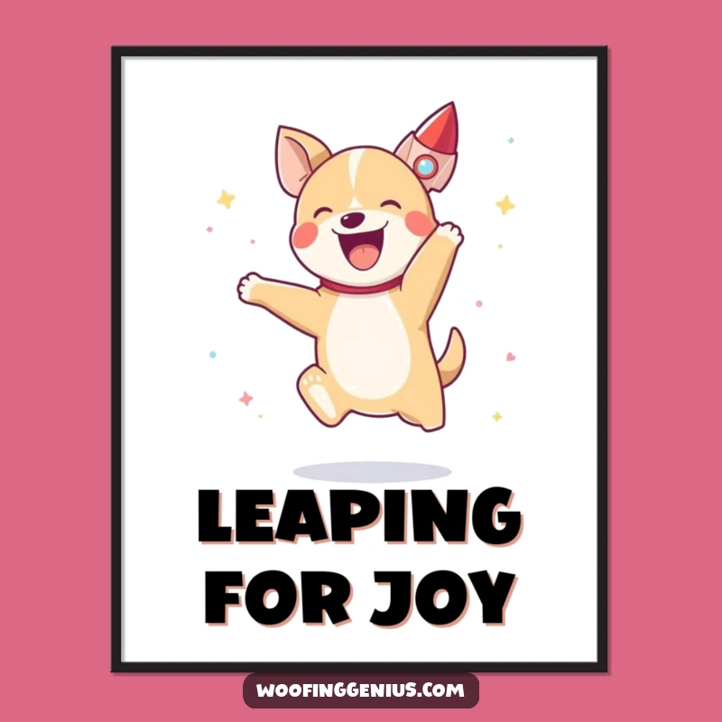 Funny Joyful Dog Rocket Poster, Inspiring Canine Blast-Off Art for Your Space