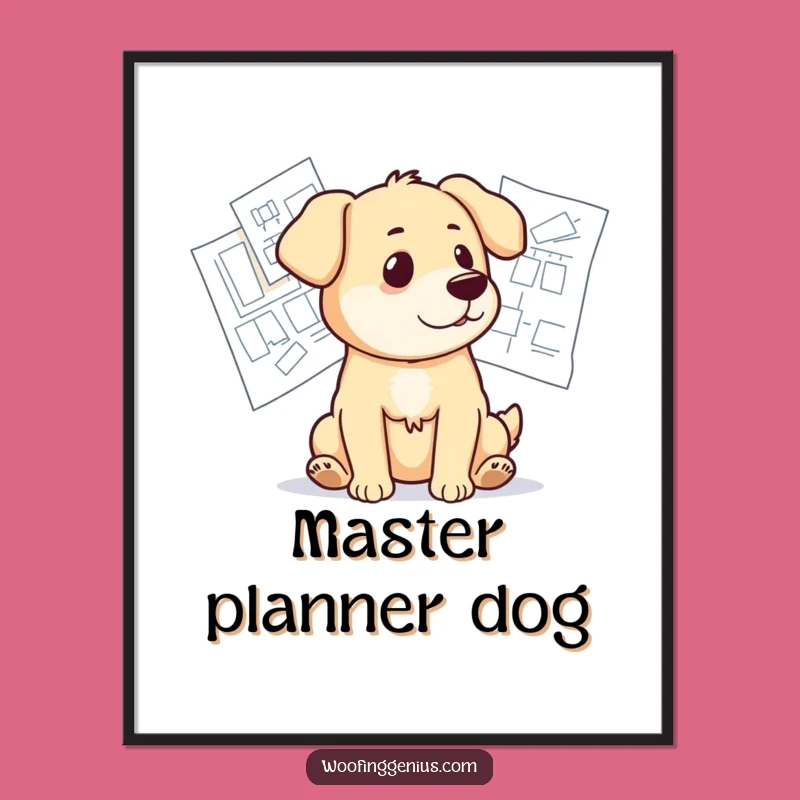 Funny Architect Dog Poster: Thoughtful Blueprint Art, Hilarious Wall Decor Gift Idea