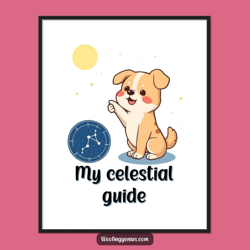 Funny Dog Poster: Dramatic Canine Astronomer Reveals Constellation Secrets