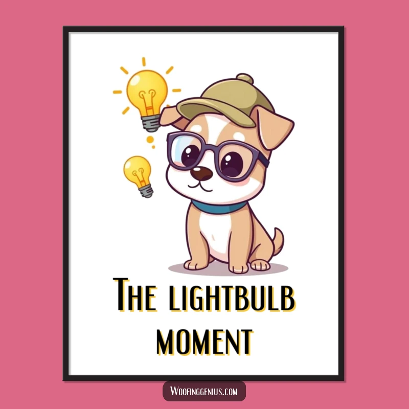 Funny Genius Dog Poster: Smart Pondering Art, Hilarious Decor Gift