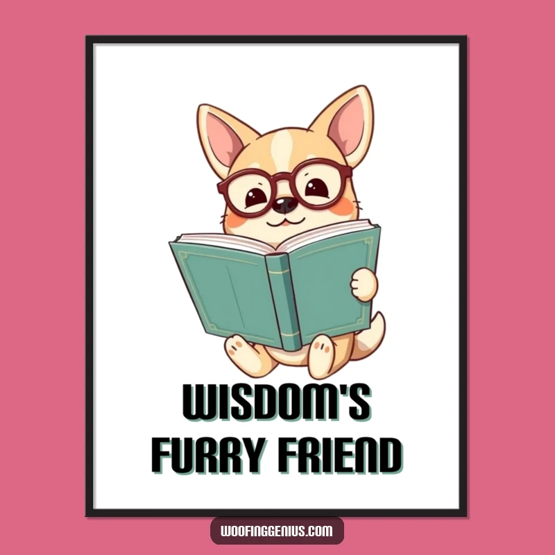 Funny Enlightened Dog Poster: Wise Pup Art Print, Intellectual Wall Decor