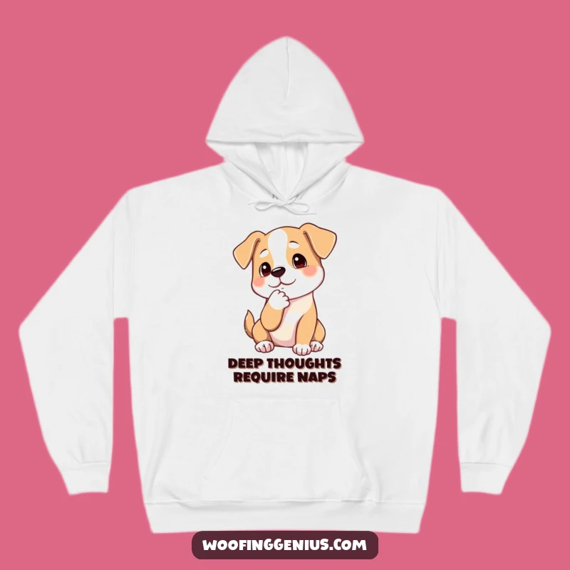 Funny Pensive Dog Hoodie - Chin Stroke Paw, Cozy Contemplation Apparel Gift