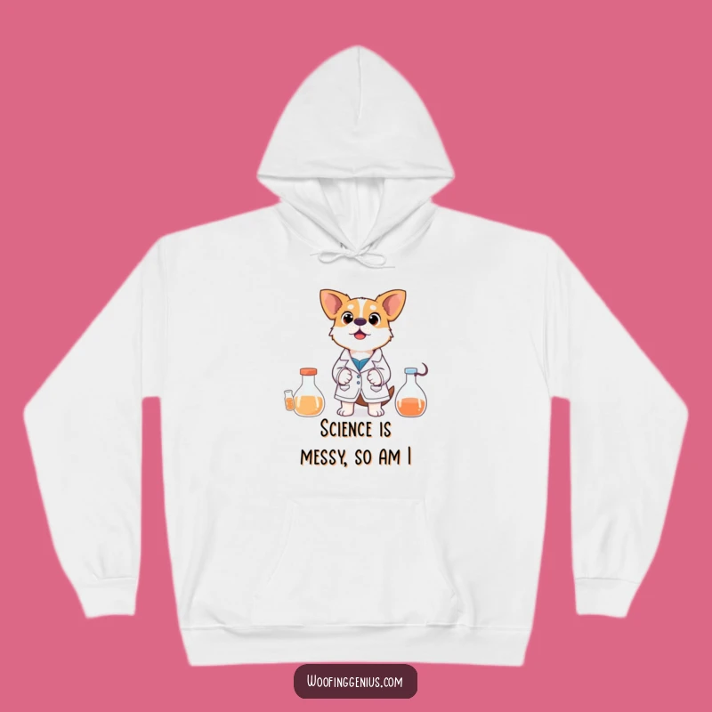 Funny Scientist Dog Hoodie: Surprised Experiment Pup, Cozy Science Gift