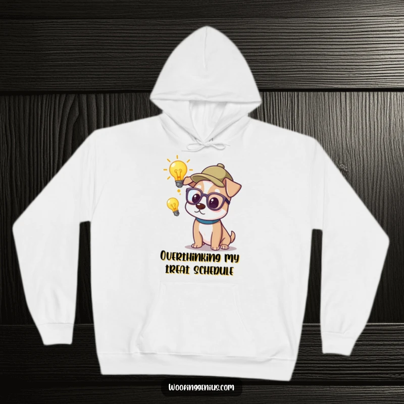 Funny Hoodie: A dog wearing glasses and a thinking cap has a bright lightbulb above its head, signifying a genius idea.