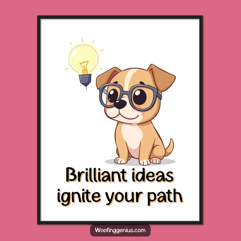 Free Printable Wall Art: Smart Dog Lightbulb - Funny Downloadable Decor