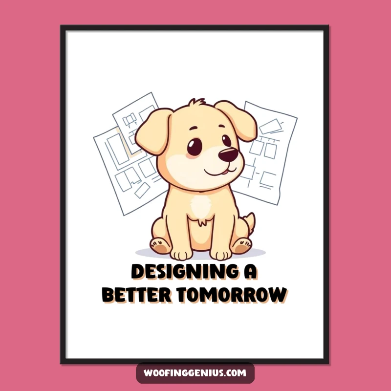 Funny Free Printable Wall Art: Dog's Brilliant Blueprint Design!