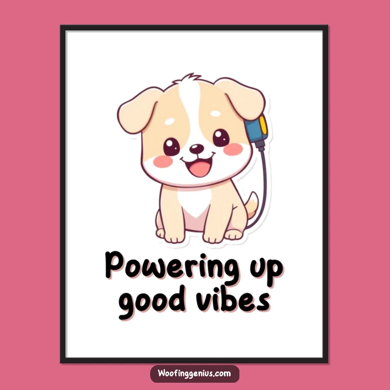 Free Printable Kawaii Dog Charger Head Wall Art: Funny Quirky Animal Download