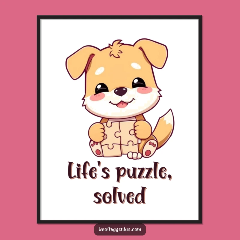 Free Printable Wall Art: Funny Dog Puzzle Solver Triumphant Hilarious Downloadable Art