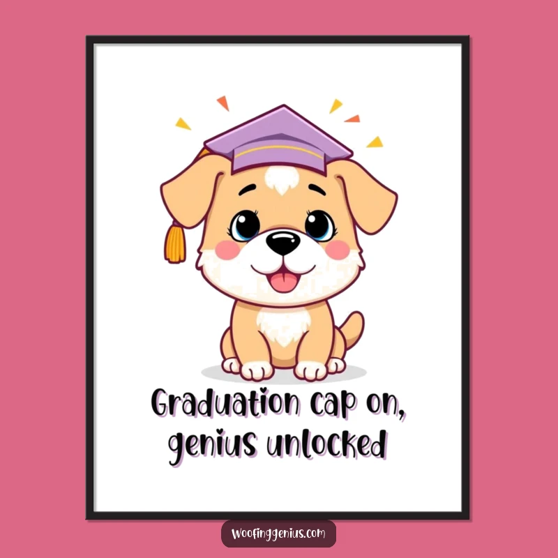 Funny Free Printable Dog Art: Grad Idea Pup Humorous Downloadable Wall Decor