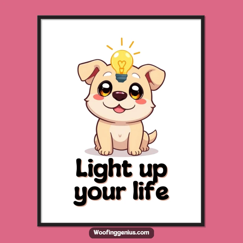 Free Printable Wall Art: Lightbulb Dog Inspiration Funny Downloadable Art Decor