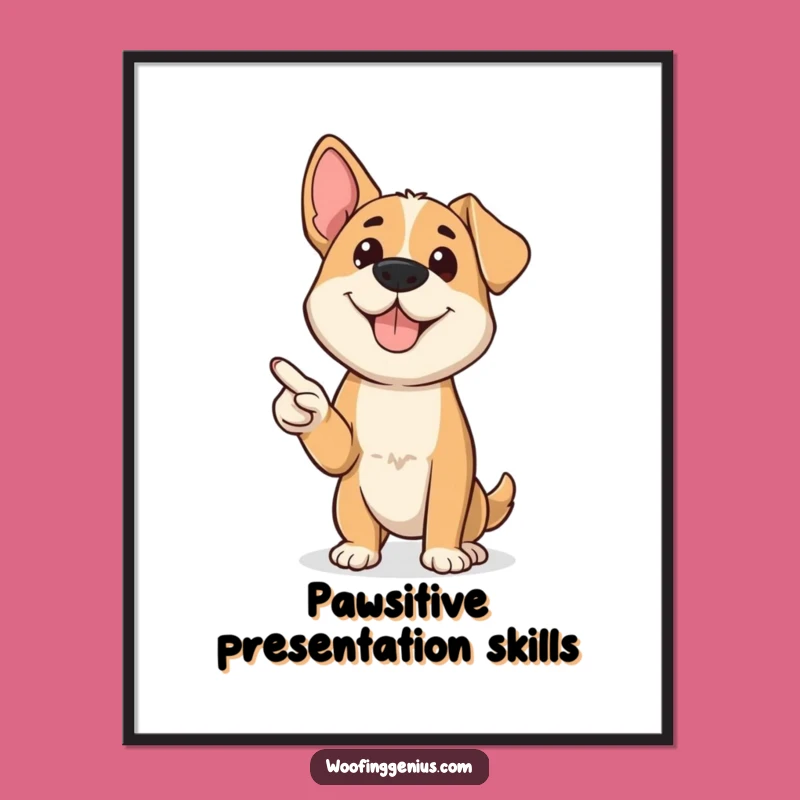 Free Printable Wall Art: Presenting Dog With Pointer, Funny Downloadable Decor Gift