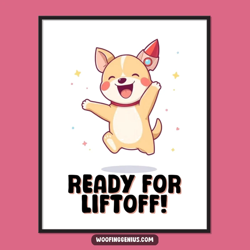 Free Printable Wall Art: Funny Dog Rocket Art - Energetic Downloadable Decor