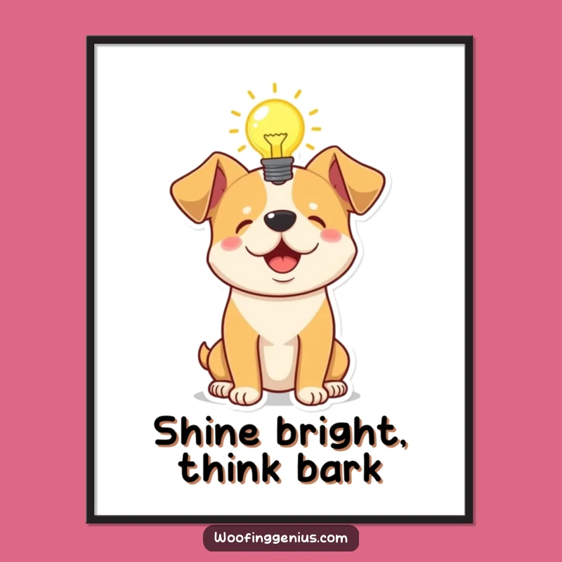 Free Printable Epiphany Dog Art: Lightbulb Pup Funny Wall Decor Downloadable