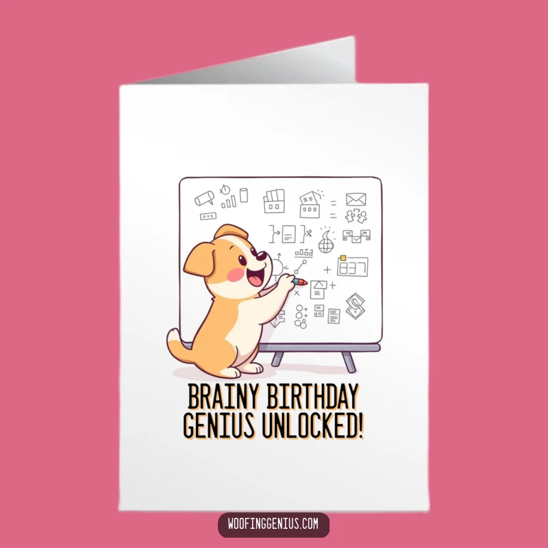 Free Printable Birthday Card: Smart Dog Drawing Diagrams, Genius Pooch Downloadable Gift