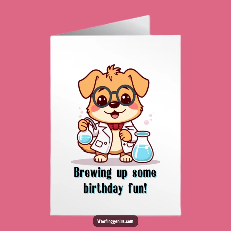 Free Printable Birthday Card: Mad Scientist Dog - Funny DIY Gift for Your Genius Friend!