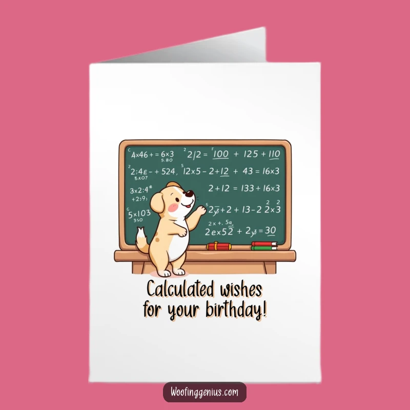 Free Printable Birthday Card: Smart Dog Math - Funny Downloadable Genius Gift!