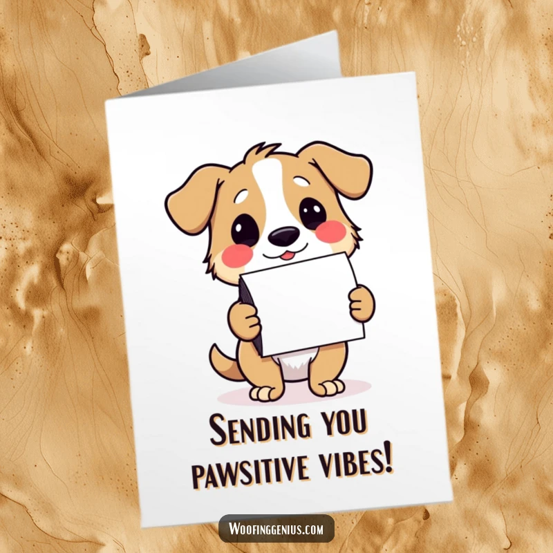 Funny Free Printable Birthday Card: Dog winks slyly, offering a stack of colorful notecards for your birthday wishes.