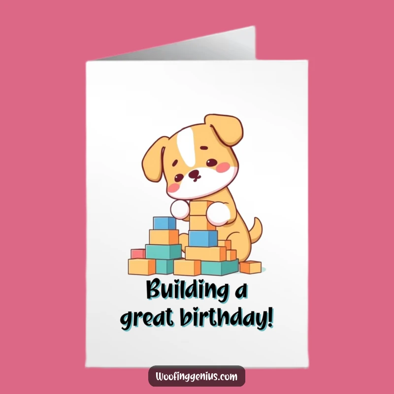 Free Printable Dog Birthday Card: Building Dog Funny Downloadable Gift