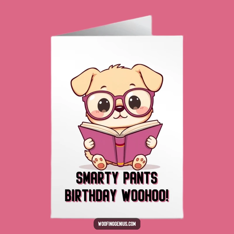 Free Printable Kawaii Dog Reading Card: Funny Birthday Gift Downloadable