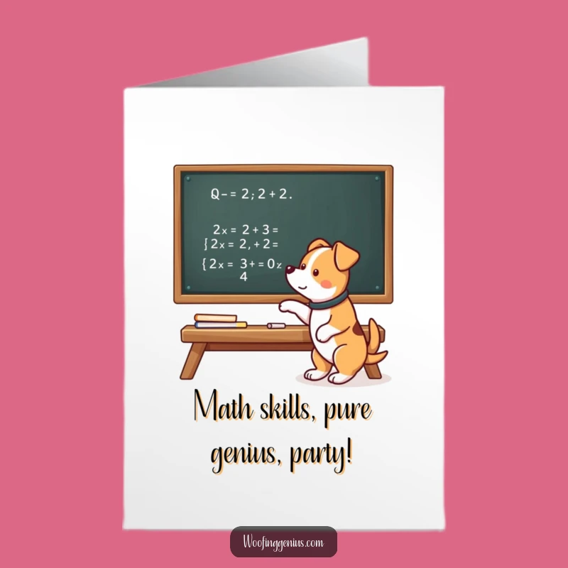 Funny Free Printable Birthday Card: Smart Dog Math Genius - Downloadable Instant Gift